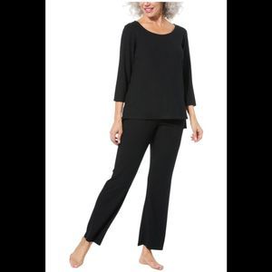 Comfort Code Women's Brushed Ribbed Knit Tunic Pant Set Black - Regular